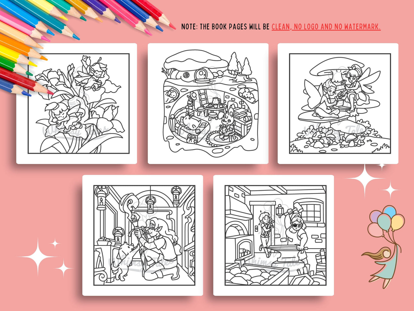 Whimsical Cozy Fantasy - Fairy Tale Moments Coloring Book Series