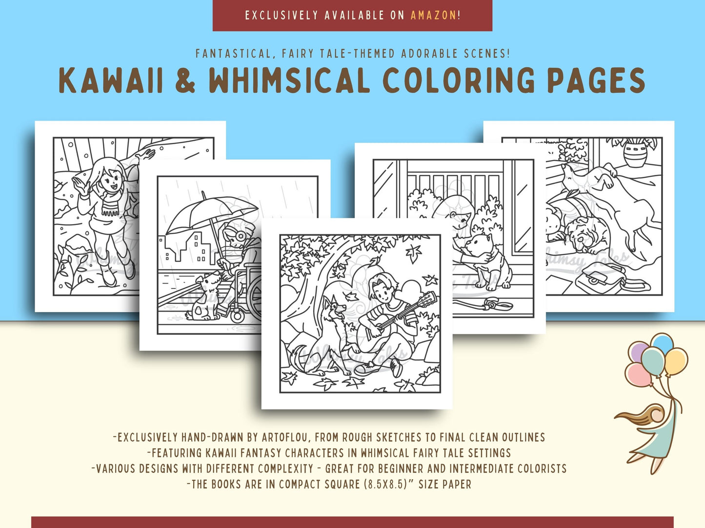 Whimsical Cozy Moments With Dogs Coloring Book Series
