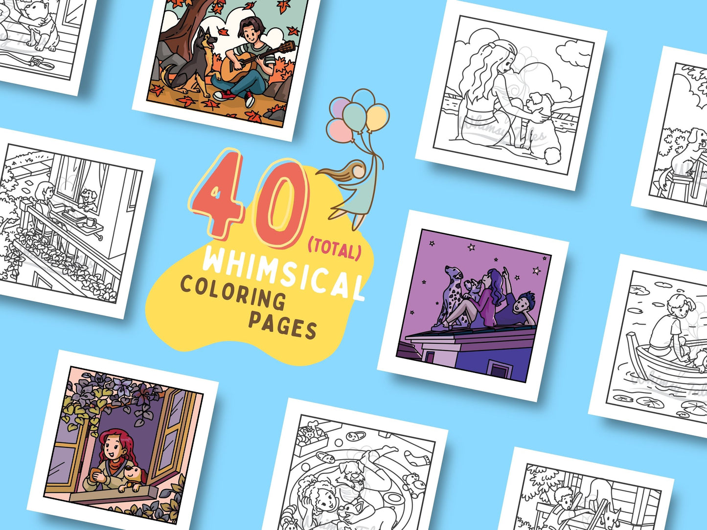 Whimsical Cozy Moments With Dogs Coloring Book Series