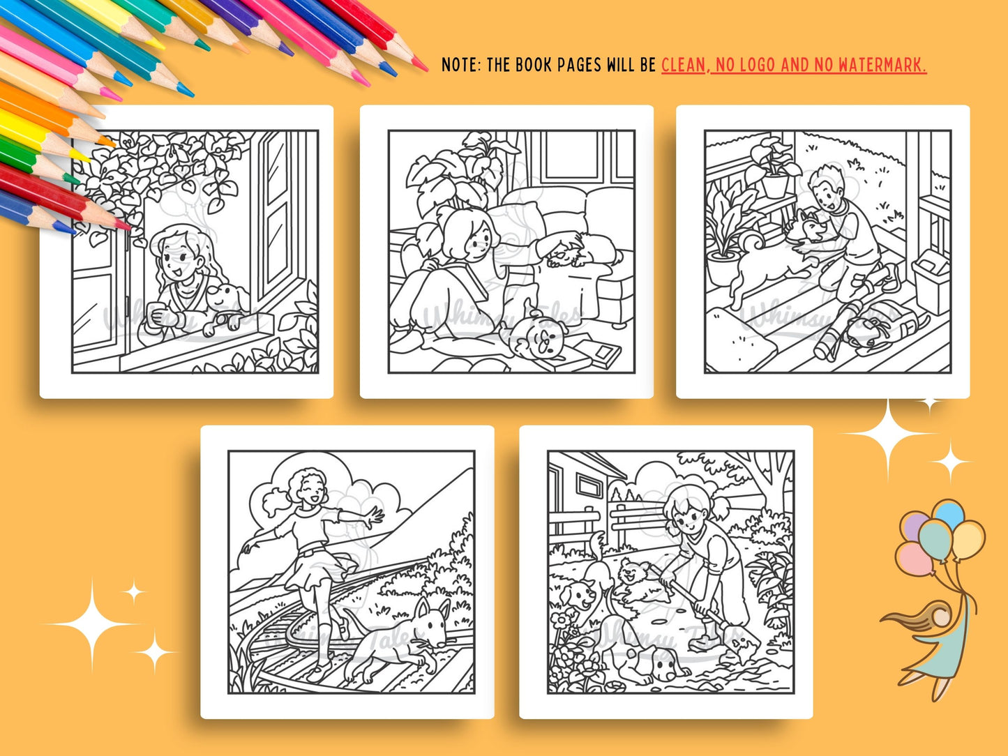 Whimsical Cozy Moments With Dogs Coloring Book Series