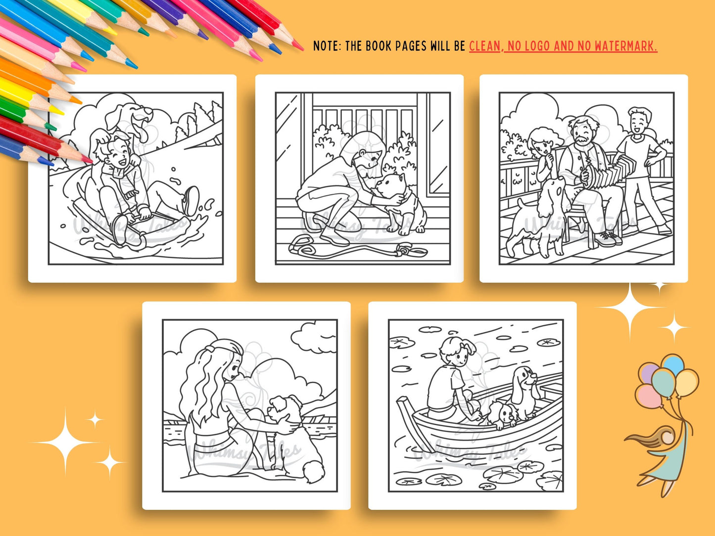 Whimsical Cozy Moments With Dogs Coloring Book Series
