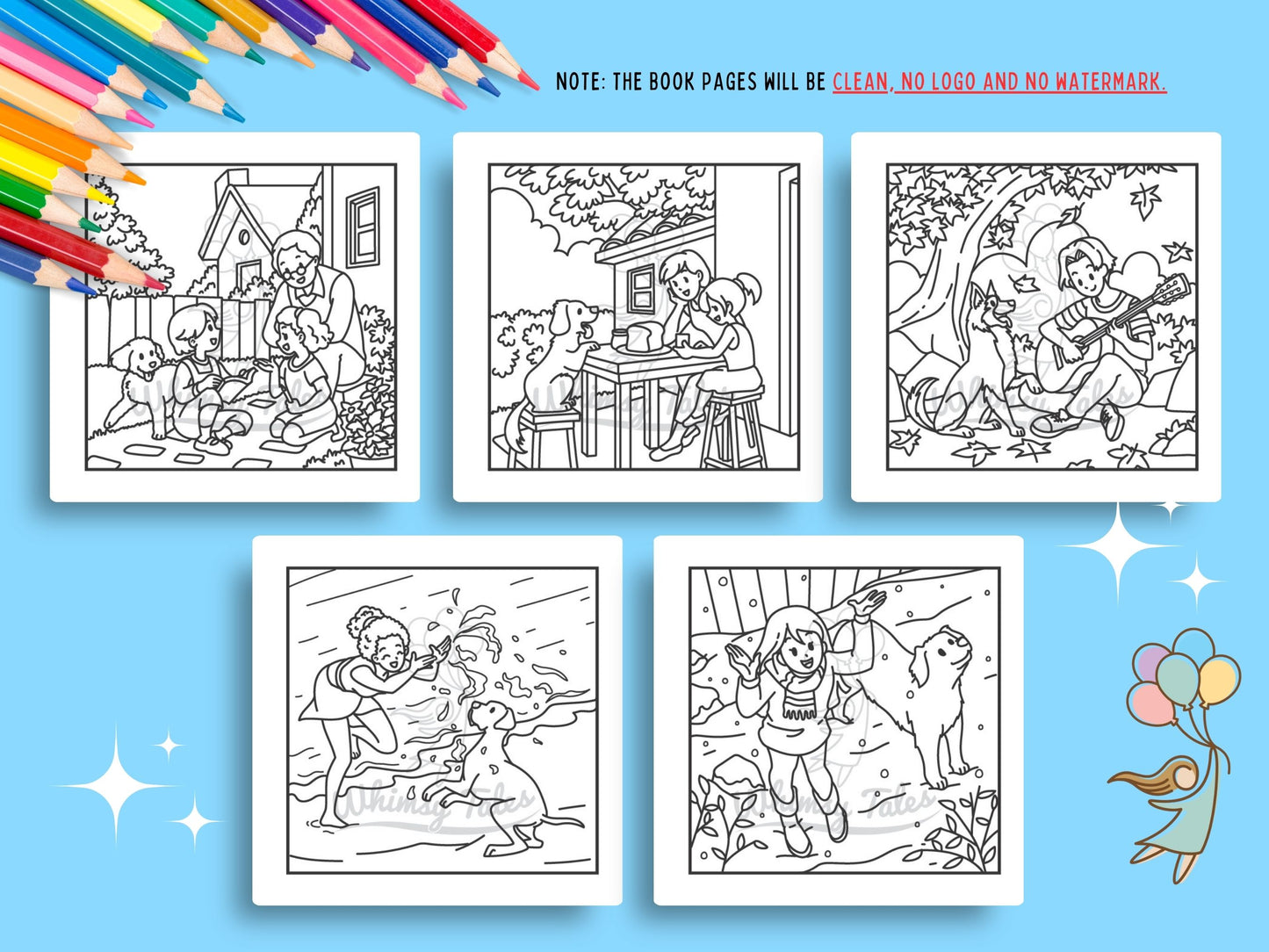 Whimsical Cozy Moments With Dogs Coloring Book Series