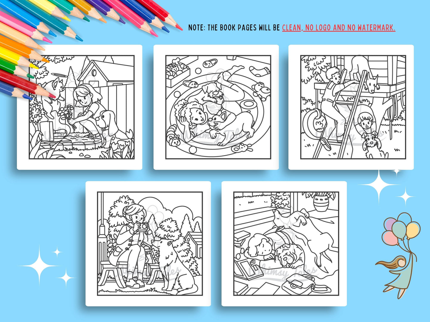 Whimsical Cozy Moments With Dogs Coloring Book Series
