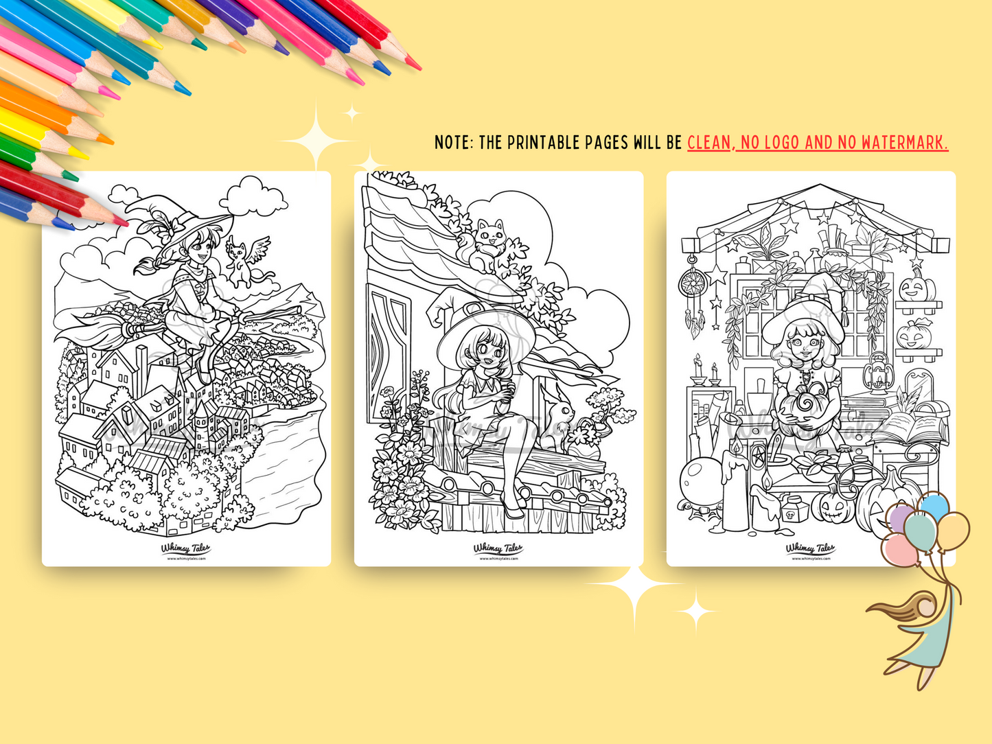 Whimsical Anime Witchy Adult Coloring Book: A Kawaii And Cozy Coloring Pages Digital Download For All Ages