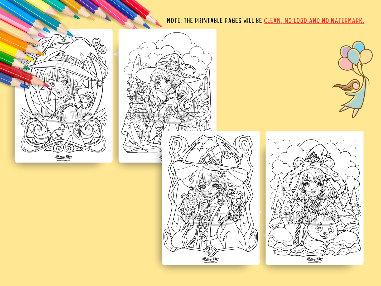 Whimsical Anime Witchy Adult Coloring Book: A Kawaii And Cozy Coloring Pages Digital Download For All Ages