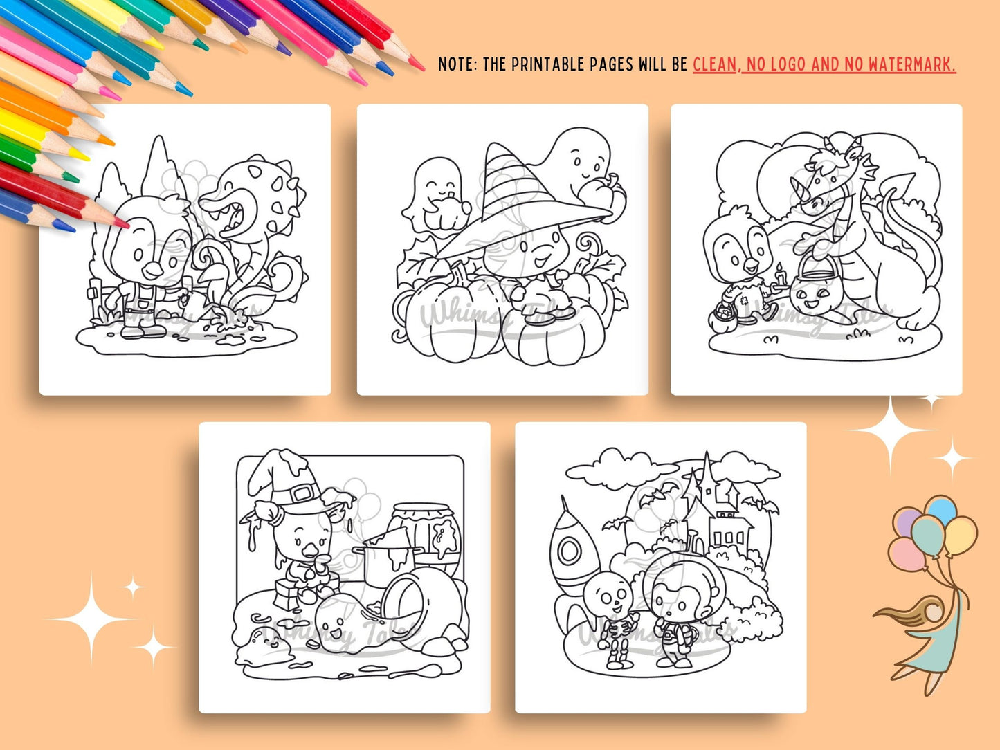 Whimsical Fable Critters Coloring Book - Halloween Party