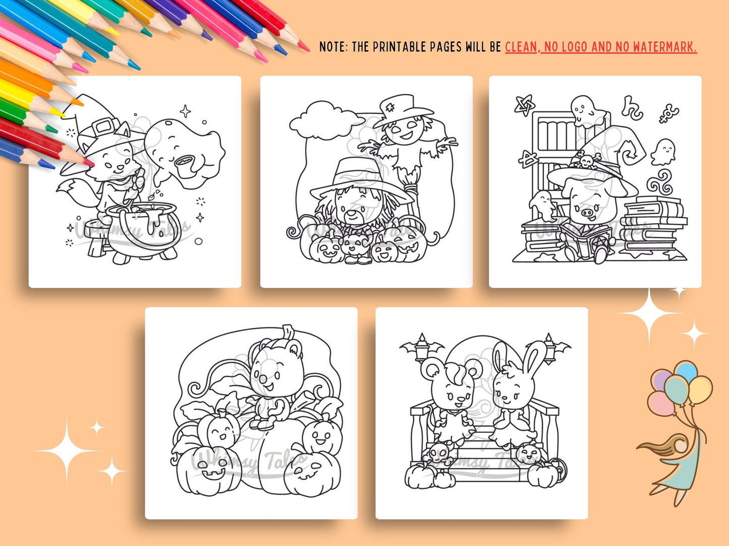 Whimsical Fable Critters Coloring Book - Halloween Party