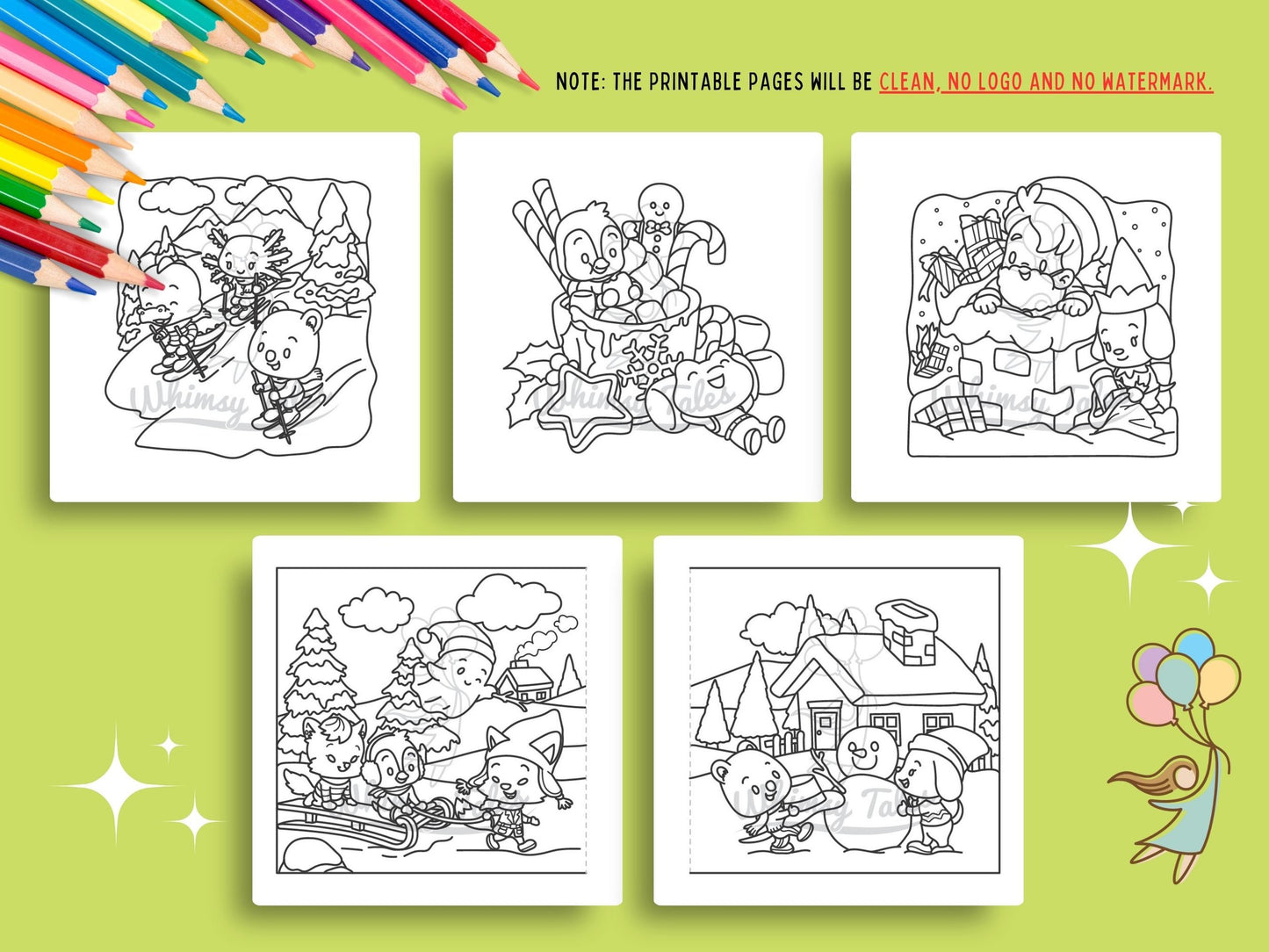 Whimsical Fable Critters Coloring Book - Festive Holidays