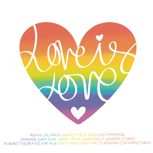 "Love Is Love" Coloring Pride Pack - A Whimsical Coloring Page Bundle Celebrating LGBTQ+ Joy & Creativity
