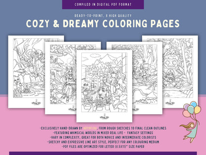 Solitary Dreams 2 (Vol. 2) - A Coloring Book of Cozy Introvert's Worlds