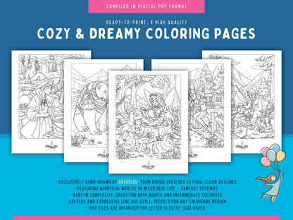Solitary Dreams 2 (Vol. 3) - A Coloring Book of Cozy Introvert's Worlds