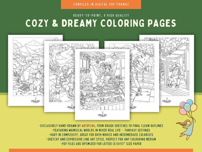 Solitary Dreams 2 (Vol. 4) - A Coloring Book of Cozy Introvert's Worlds