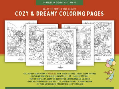Solitary Dreams 2 (Vol. 5) - A Coloring Book of Cozy Introvert's Worlds