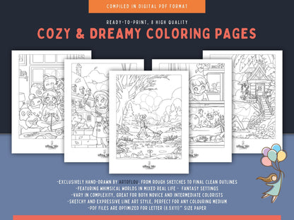 Solitary Dreams (Vol. 1) - A Coloring Book of Cozy Introvert's Worlds