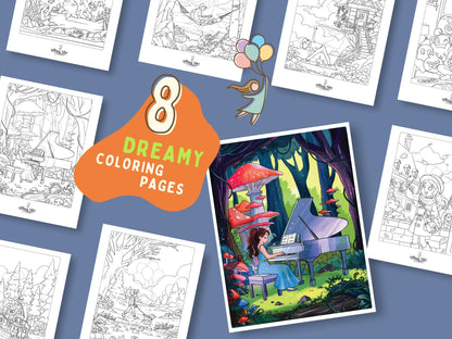 Solitary Dreams (Vol. 1) - A Coloring Book of Cozy Introvert's Worlds