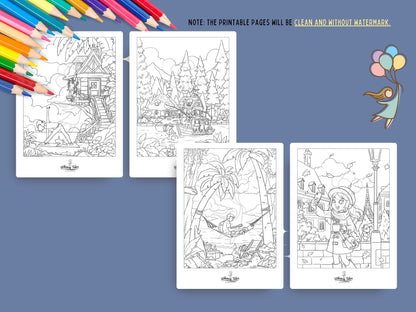 Solitary Dreams (Vol. 1) - A Coloring Book of Cozy Introvert's Worlds