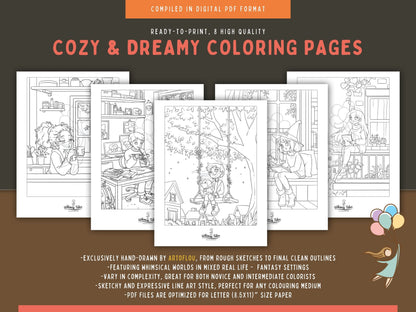 Solitary Dreams (Vol. 2) - A Coloring Book of Cozy Introvert's Worlds