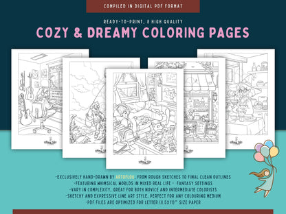 Solitary Dreams (Vol. 3) - A Coloring Book of Cozy Introvert's Worlds