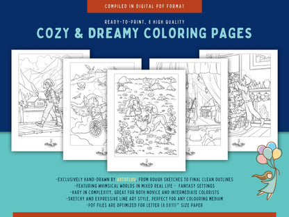 Solitary Dreams (Vol. 4) - A Coloring Book of Cozy Introvert's Worlds