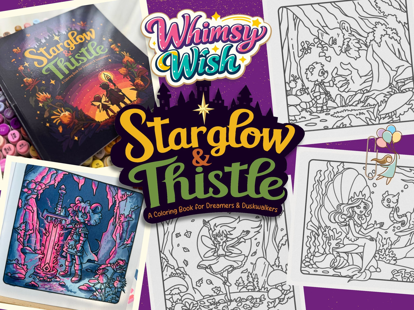 Whimsy Wish | Hand-Drawn, Custom and Personalized Coloring Page by Whimsy Tales