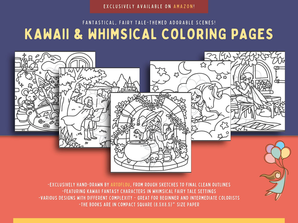 Whimsical Cozy Fantasy - Fairy Tale Moments Coloring Book Series ...