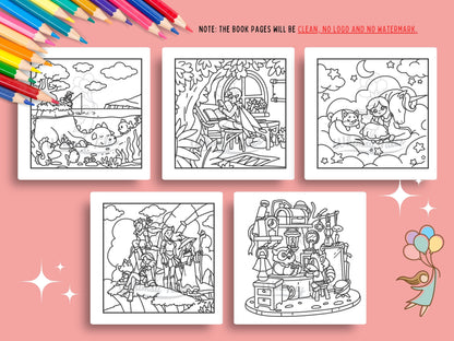 Whimsical Cozy Fantasy - Fairy Tale Moments Coloring Book Series