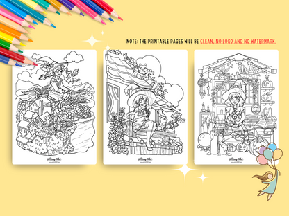 Whimsical Anime Witchy Adult Coloring Book: A Kawaii And Cozy Coloring Pages Digital Download For All Ages