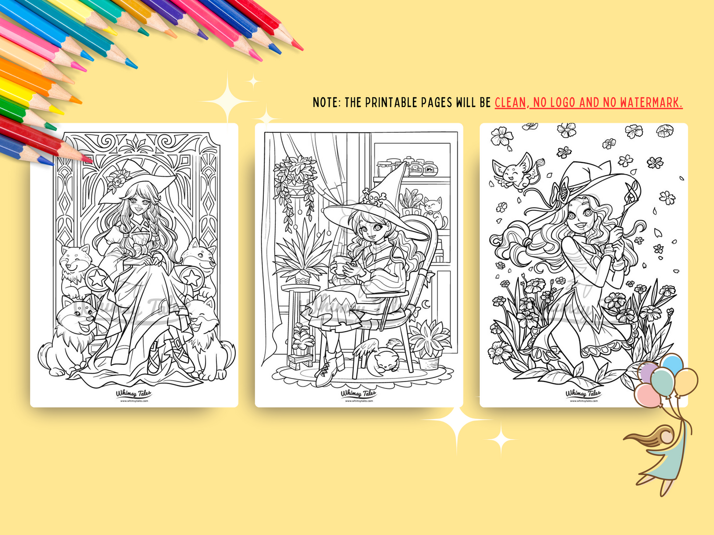Whimsical Anime Witchy Adult Coloring Book: A Kawaii And Cozy Coloring Pages Digital Download For All Ages