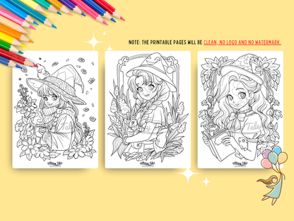 Whimsical Anime Witchy Adult Coloring Book: A Kawaii And Cozy Coloring Pages Digital Download For All Ages