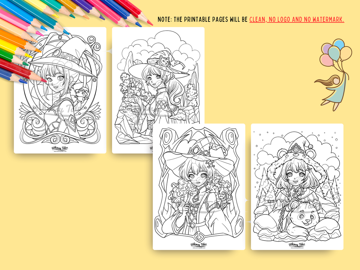 Whimsical Anime Witchy Adult Coloring Book: A Kawaii And Cozy Coloring ...