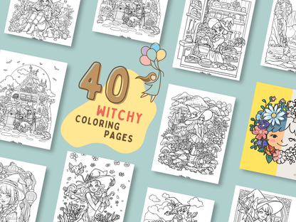 Whimsical Anime Witchy Adult Coloring Book: A Kawaii And Cozy Coloring Pages Digital Download For All Ages