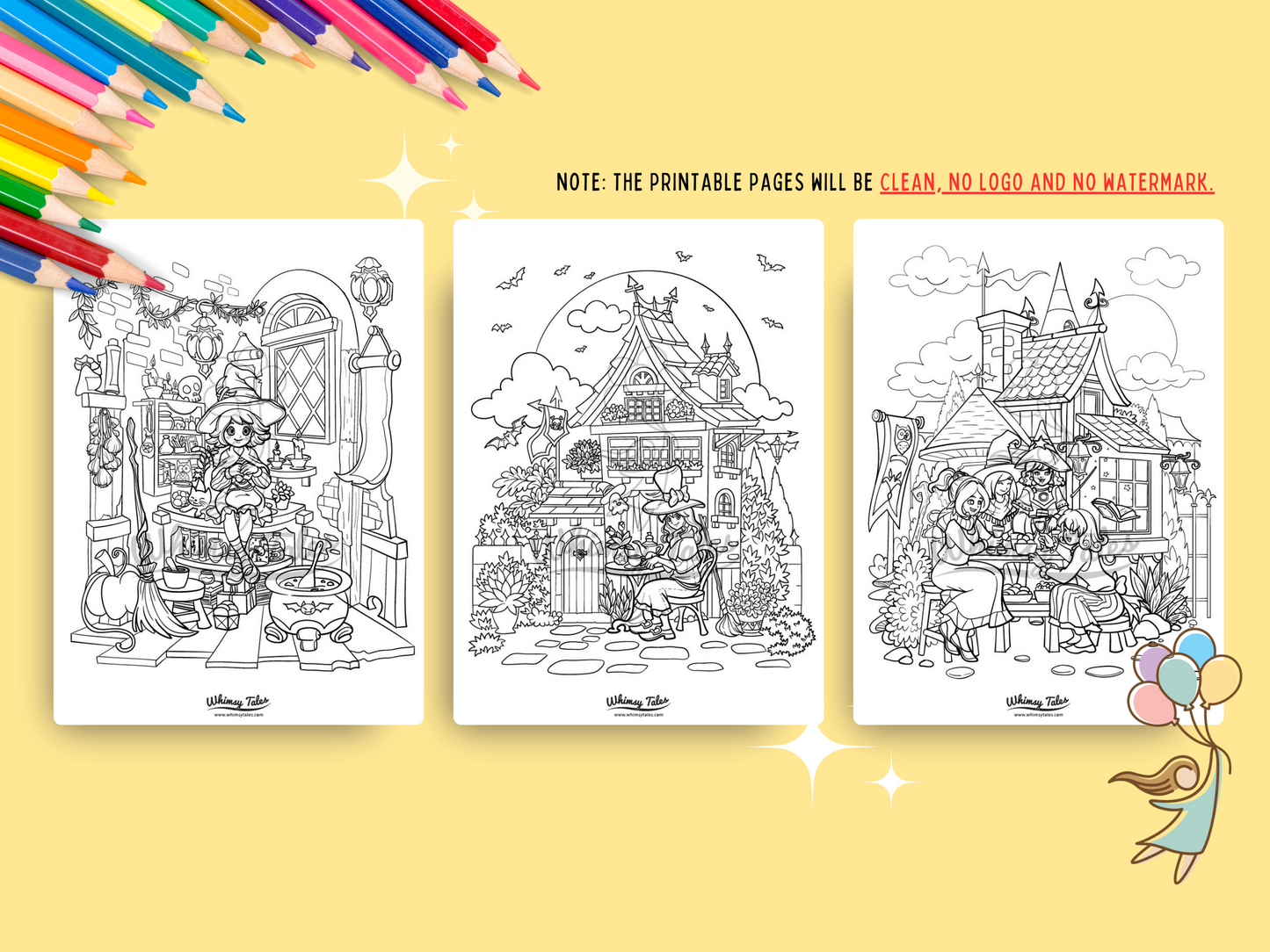 Whimsical Anime Witchy Adult Coloring Book: A Kawaii And Cozy Coloring Pages Digital Download For All Ages