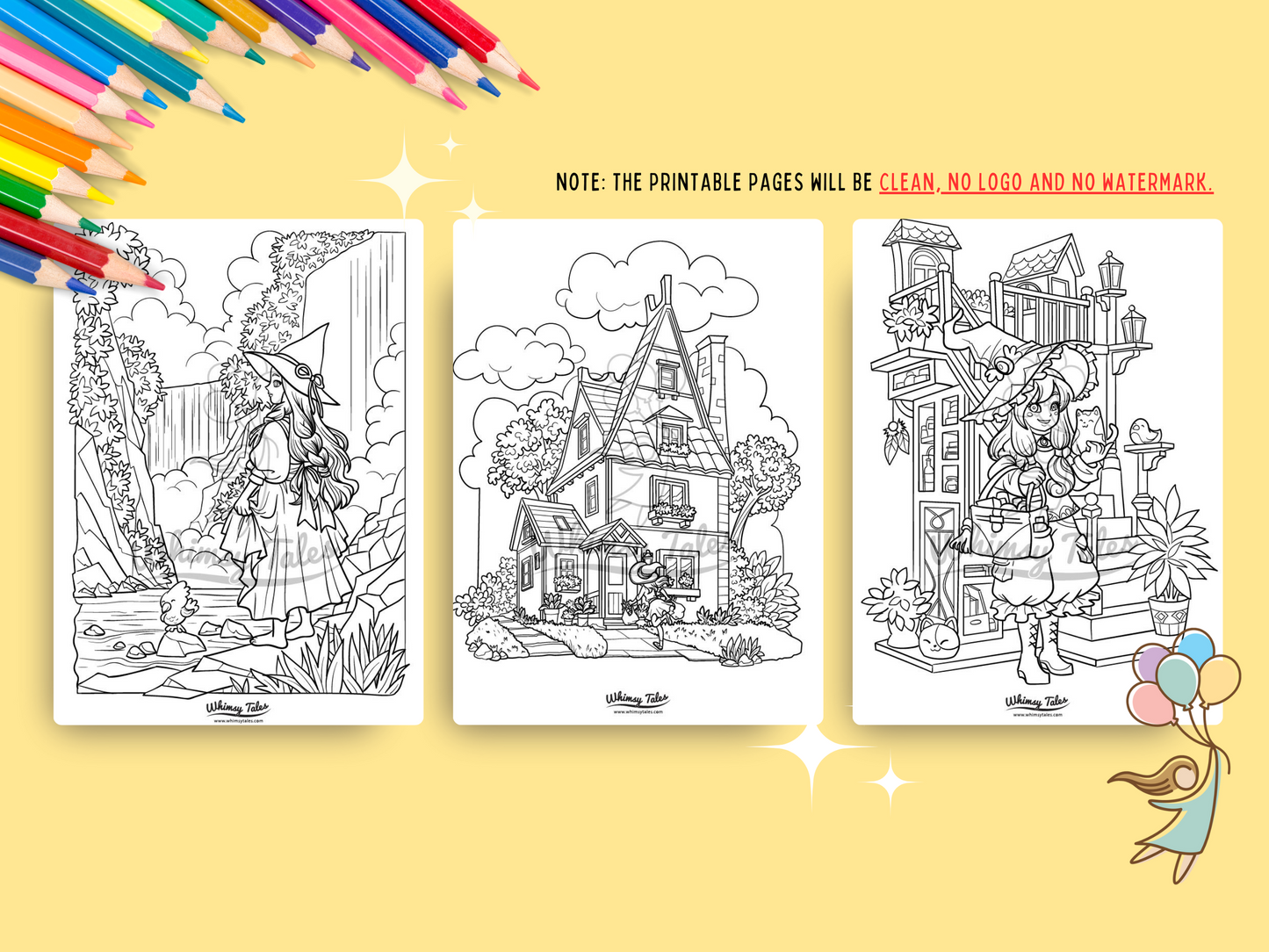 Whimsical Anime Witchy Adult Coloring Book: A Kawaii And Cozy Coloring Pages Digital Download For All Ages