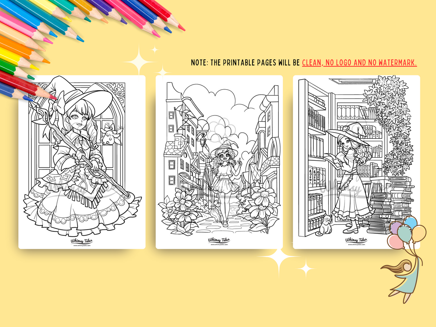 Whimsical Anime Witchy Adult Coloring Book: A Kawaii And Cozy Coloring Pages Digital Download For All Ages