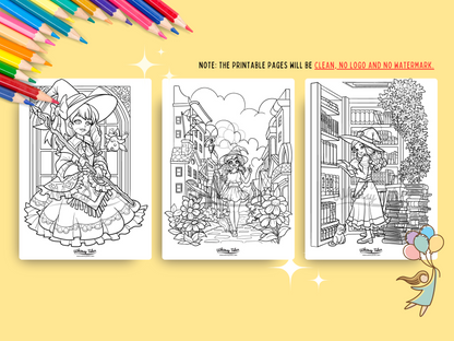 Whimsical Anime Witchy Adult Coloring Book: A Kawaii And Cozy Coloring Pages Digital Download For All Ages