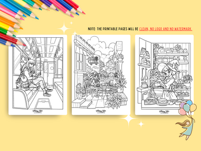 Whimsical Anime Witchy Adult Coloring Book: A Kawaii And Cozy Coloring Pages Digital Download For All Ages