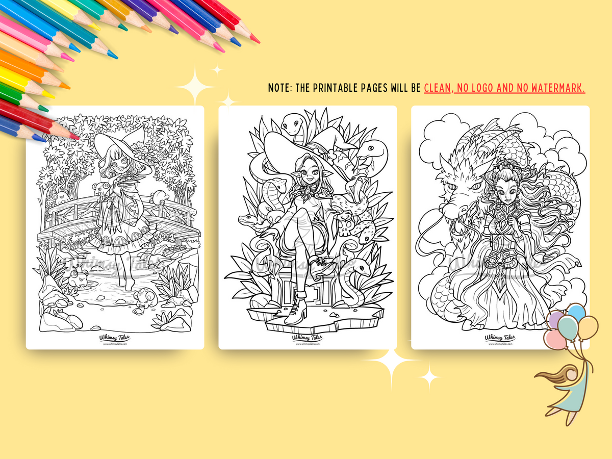 Whimsical Anime Witchy Adult Coloring Book: A Kawaii And Cozy Coloring ...