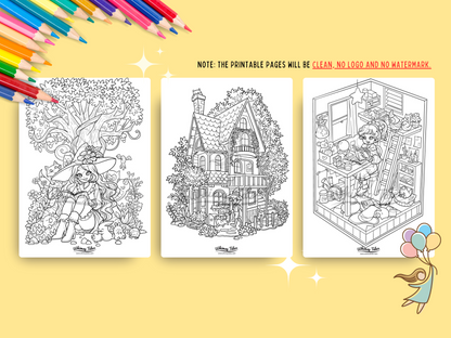 Whimsical Anime Witchy Adult Coloring Book: A Kawaii And Cozy Coloring Pages Digital Download For All Ages