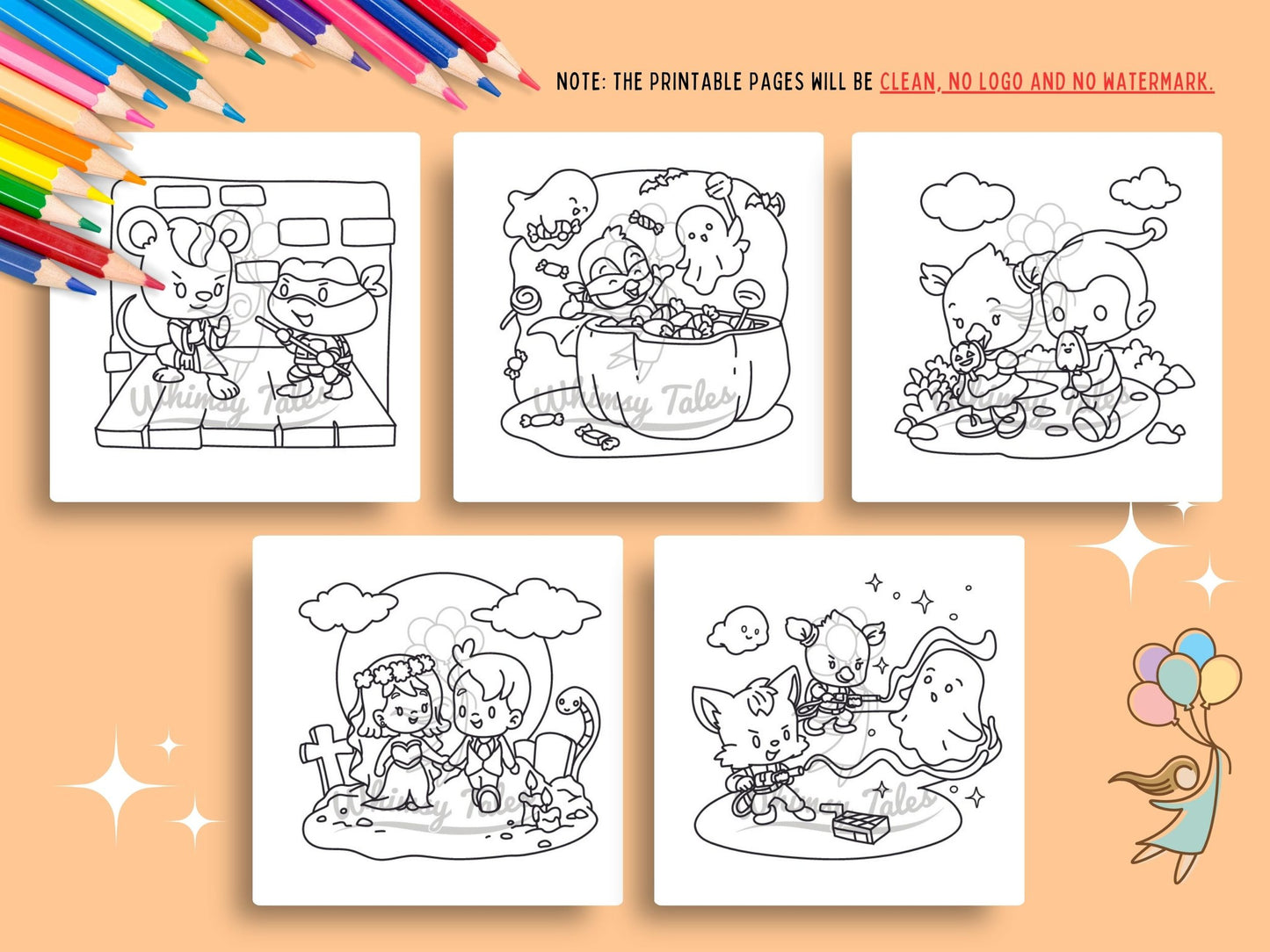 Whimsical Fable Critters Coloring Book - Halloween Party