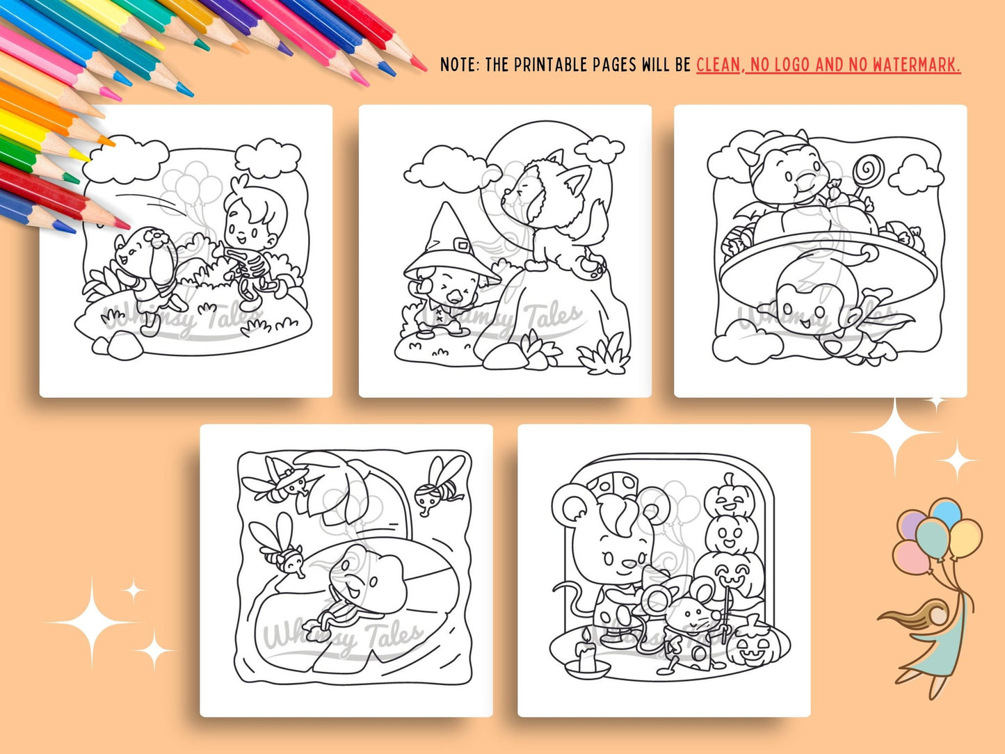 Whimsical Fable Critters Coloring Book - Halloween Party