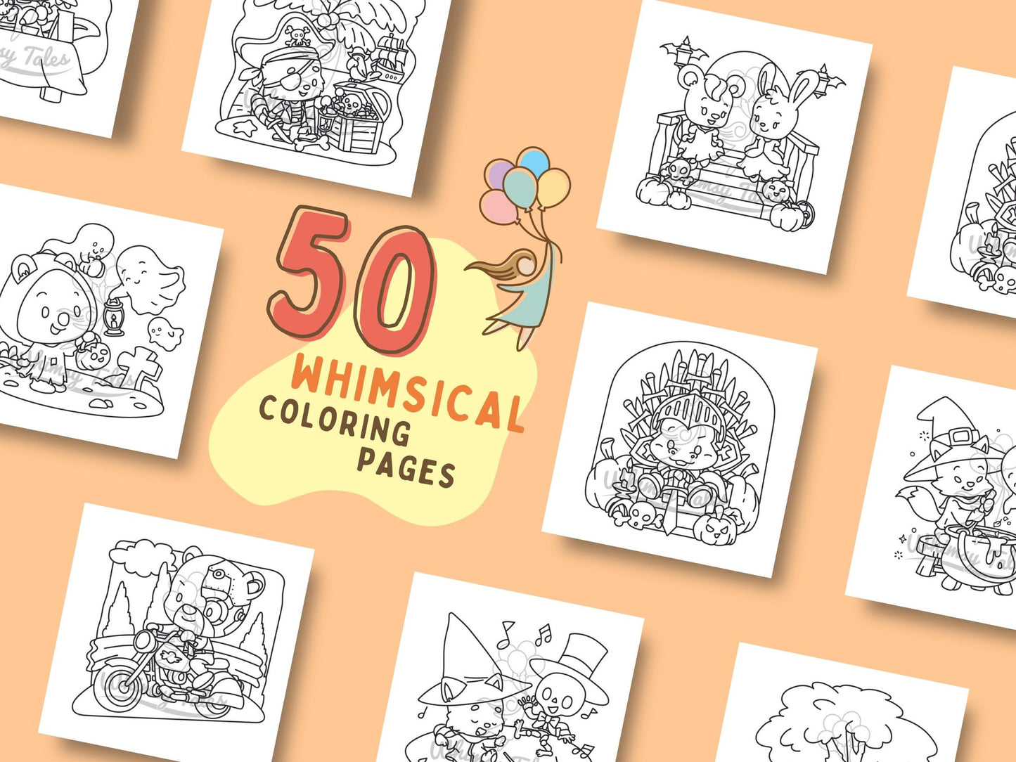 Whimsical Fable Critters Coloring Book - Halloween Party