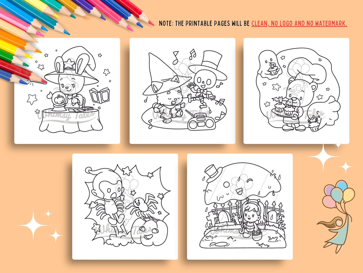Whimsical Fable Critters Coloring Book - Halloween Party