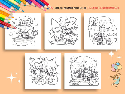 Whimsical Fable Critters Coloring Book - Halloween Party