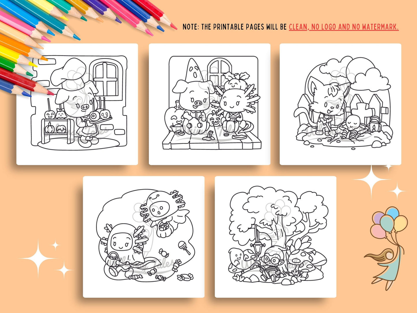 Whimsical Fable Critters Coloring Book - Halloween Party