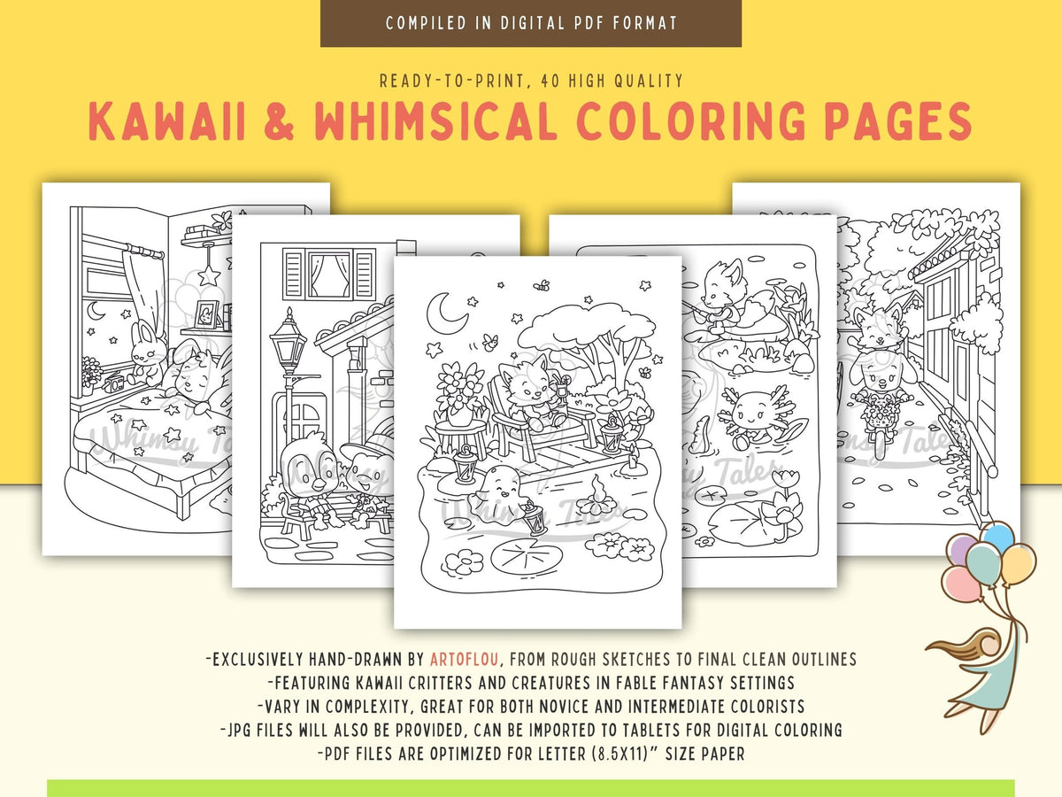 Whimsy Color In Whimsical Fable Critters Coloring Book - Out And About – Whimsy Tales Art