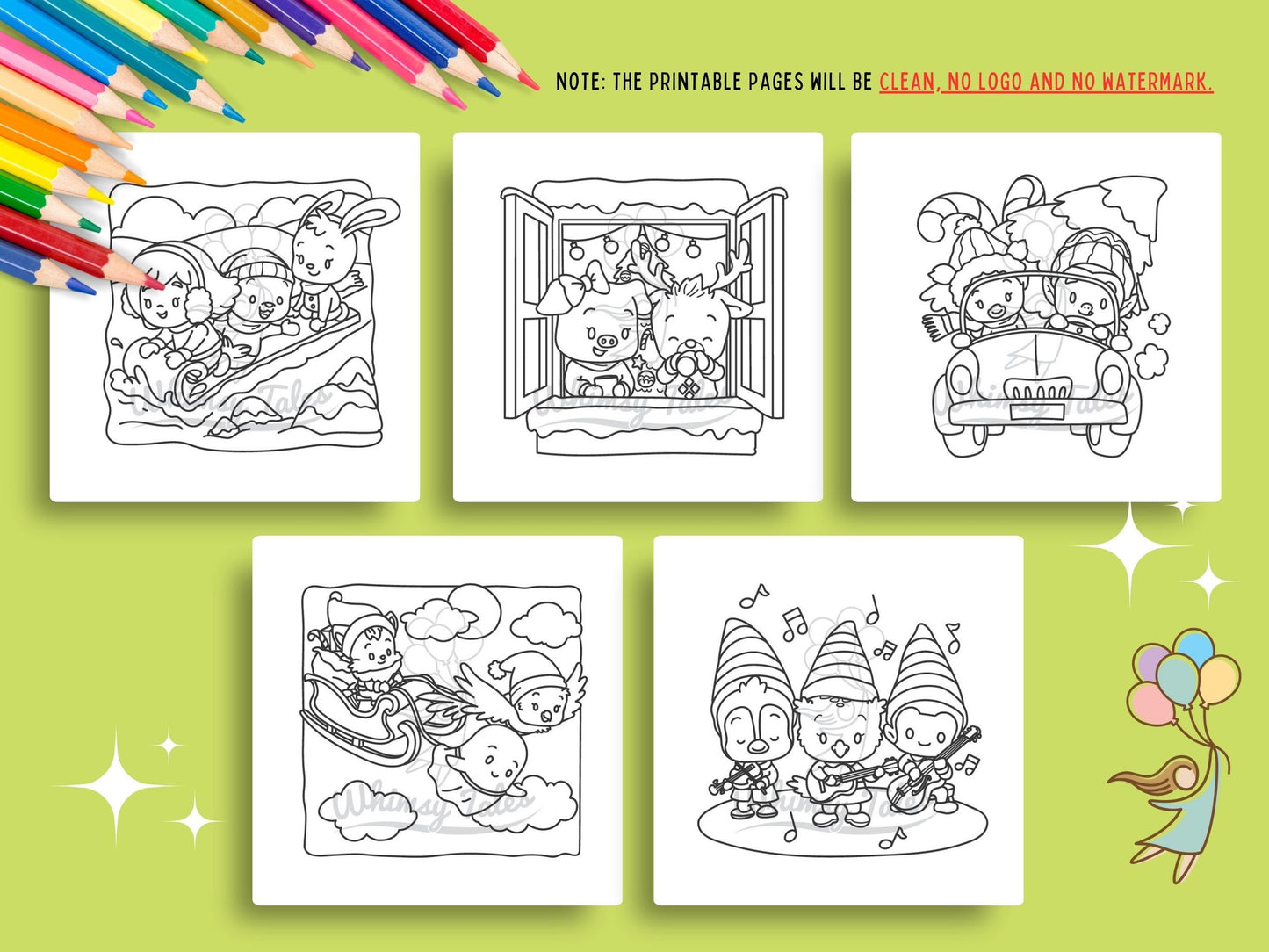 Whimsical Fable Critters Coloring Book - Festive Holidays