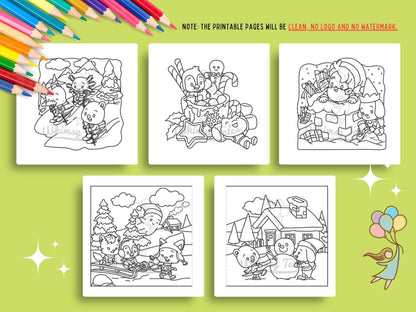 Whimsical Fable Critters Coloring Book - Festive Holidays