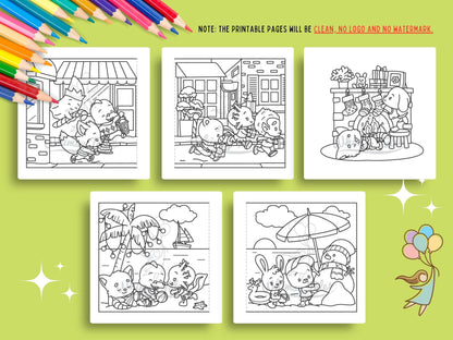 Whimsical Fable Critters Coloring Book - Festive Holidays