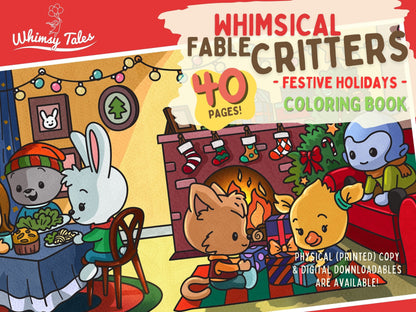 Whimsical Fable Critters Coloring Book - Festive Holidays