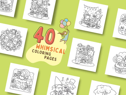 Whimsical Fable Critters Coloring Book - Festive Holidays